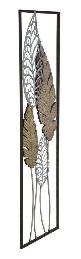 Wandpaneel Blätter Gold Silber 99,50 cm – Wanddeko