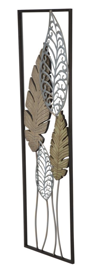Wandpaneel Blätter Gold Silber 99,50 cm – Wanddeko
