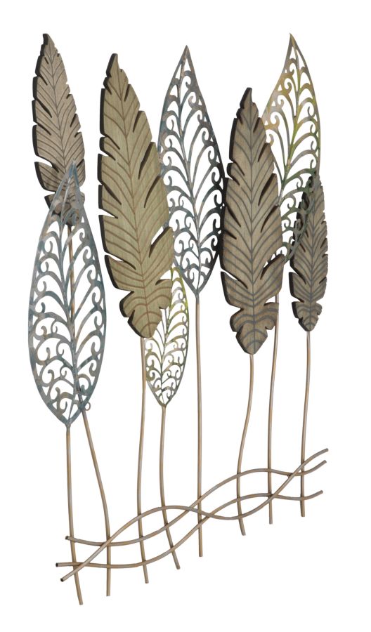 Wandpaneel Blätter Gold Silber 87 cm – Wanddeko