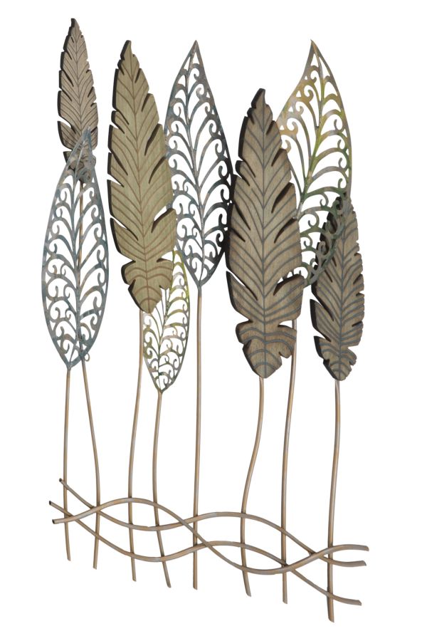 Wandpaneel Blätter Gold Silber 87 cm – Wanddeko