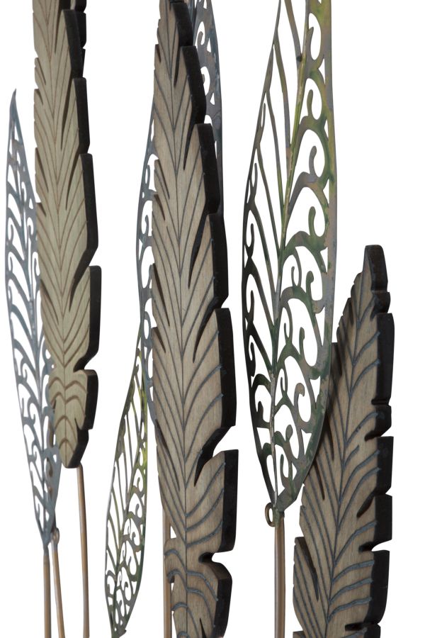 Wandpaneel Blätter Gold Silber 87 cm – Wanddeko