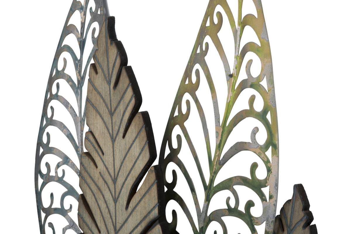 Wandpaneel Blätter Gold Silber 87 cm – Wanddeko