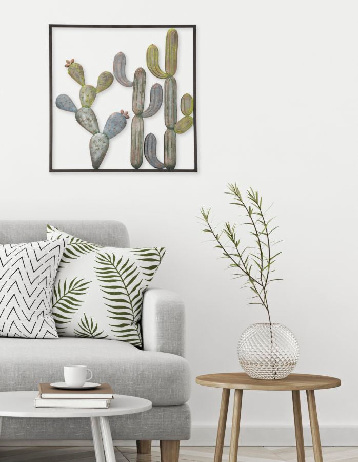 Wandpaneel Kaktus Grün Hellblau 50 cm – Wanddeko