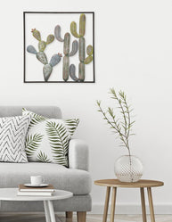 Wandpaneel Kaktus Grün Hellblau 50 cm – Wanddeko