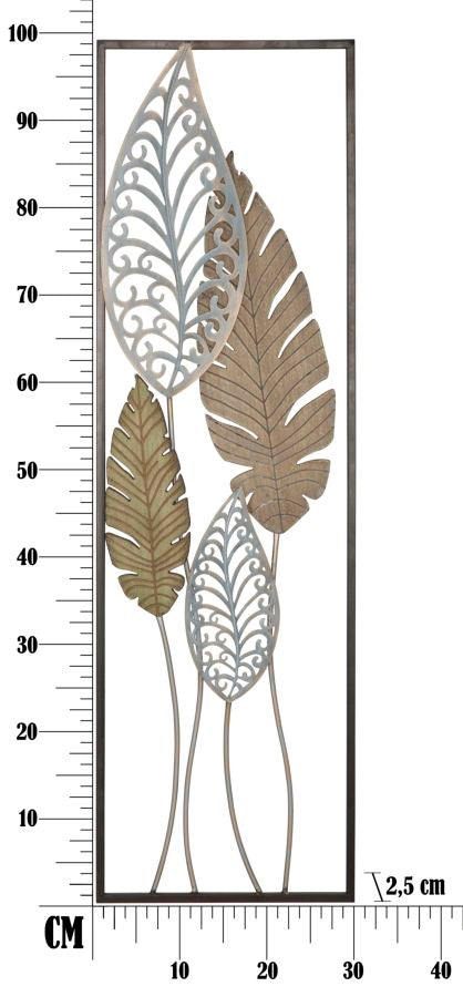 Wandpaneel Blätter Gold Silber 99,50 cm – Wanddeko