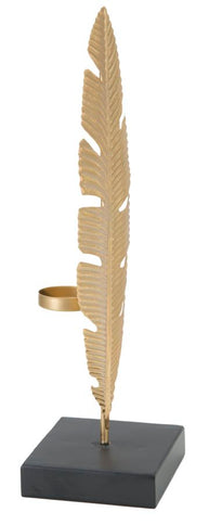 Dekofigur Blatt Gold – Skulptur Deko Kerzenhalter