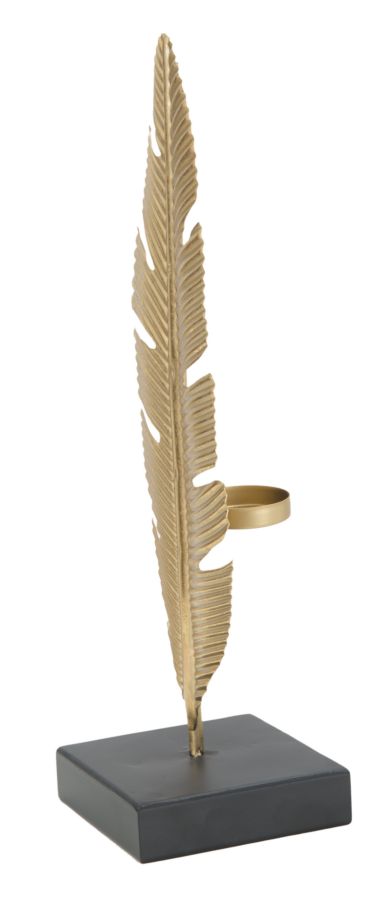 Dekofigur Blatt Gold – Skulptur Deko Kerzenhalter