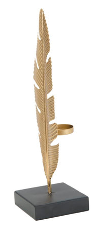 Dekofigur Blatt Gold – Skulptur Deko Kerzenhalter