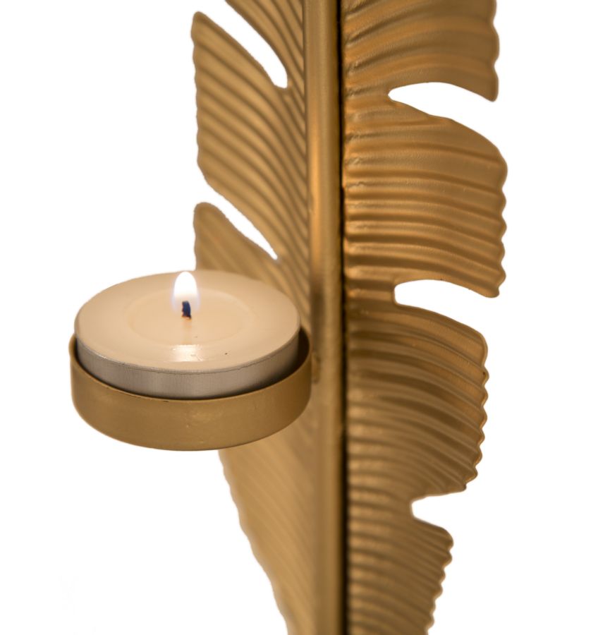 Dekofigur Blatt Gold – Skulptur Deko Kerzenhalter