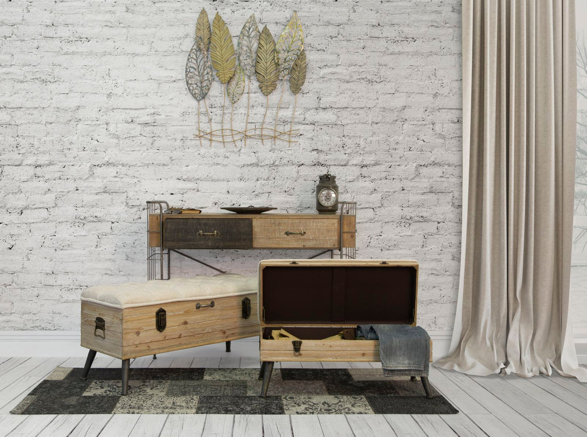 Wandpaneel Blätter Gold Silber 87 cm – Wanddeko