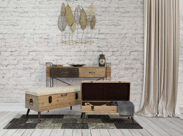 Wandpaneel Blätter Gold Silber 87 cm – Wanddeko