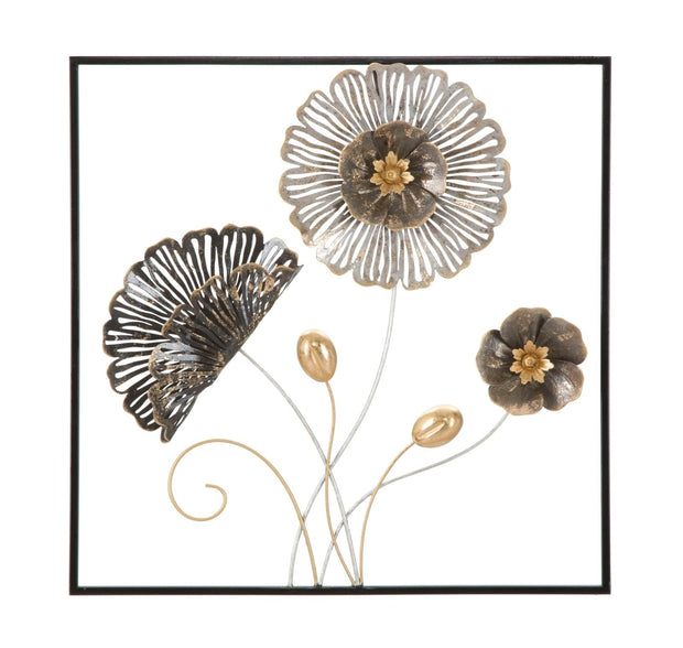 Wandpaneel Blumen Eckig Bunt 50×50 cm – Wanddeko