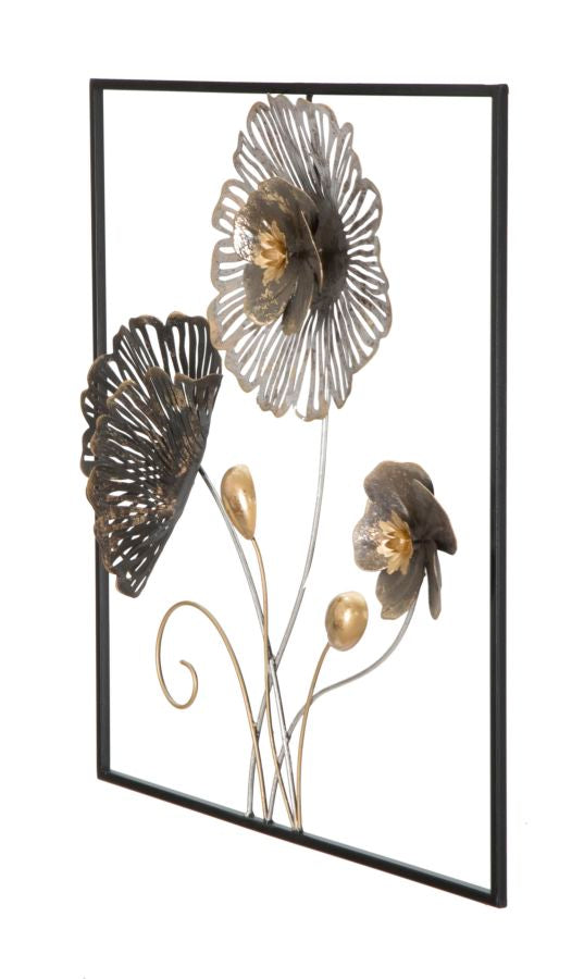 Wandpaneel Blumen Eckig Bunt 50×50 cm – Wanddeko