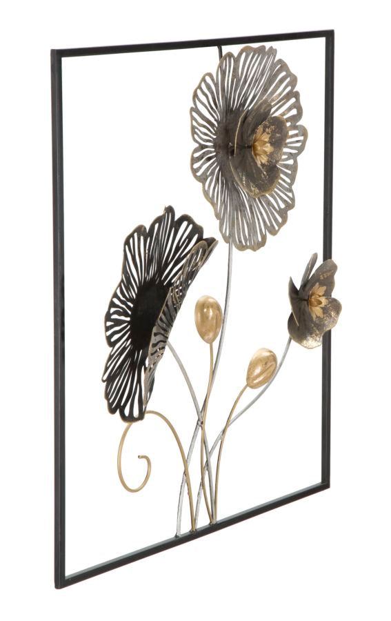 Wandpaneel Blumen Eckig Bunt 50×50 cm – Wanddeko