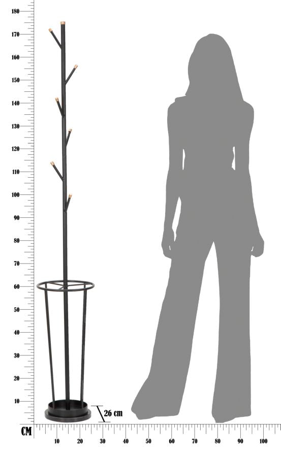 Garderobe Haken Schwarz Gold 176 cm – Schirmständer