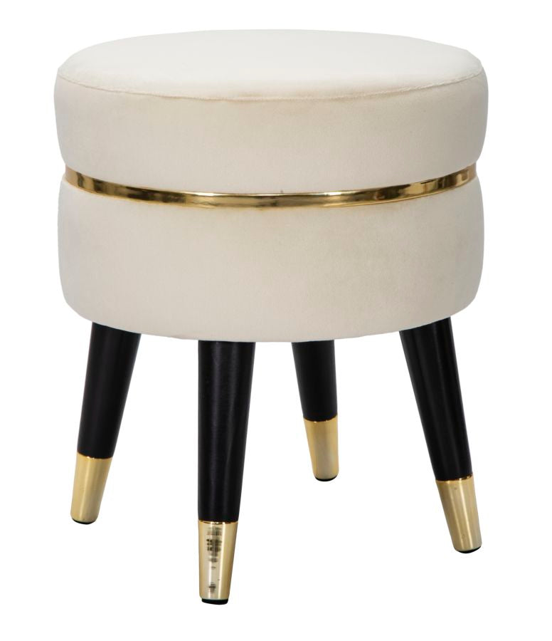 Hocker Paris Creme Gold Samt – Polsterhocker Deko
