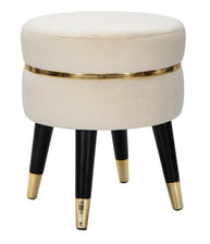 Hocker Paris Creme Gold Samt – Polsterhocker Deko