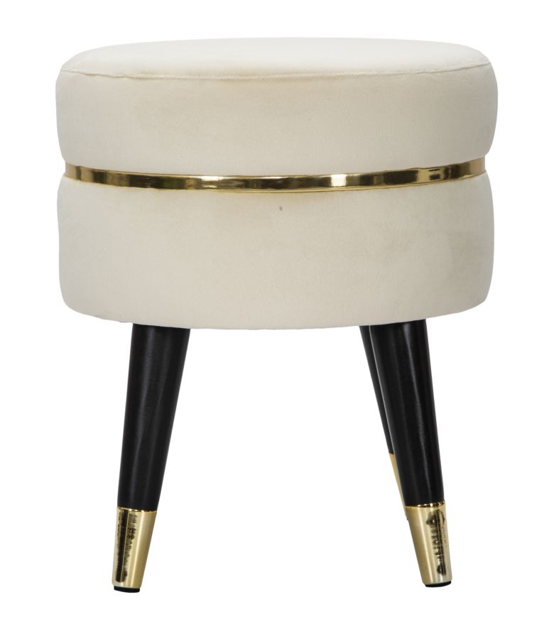 Hocker Paris Creme Gold Samt – Polsterhocker Deko