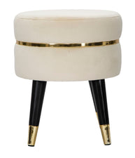 Hocker Paris Creme Gold Samt – Polsterhocker Deko