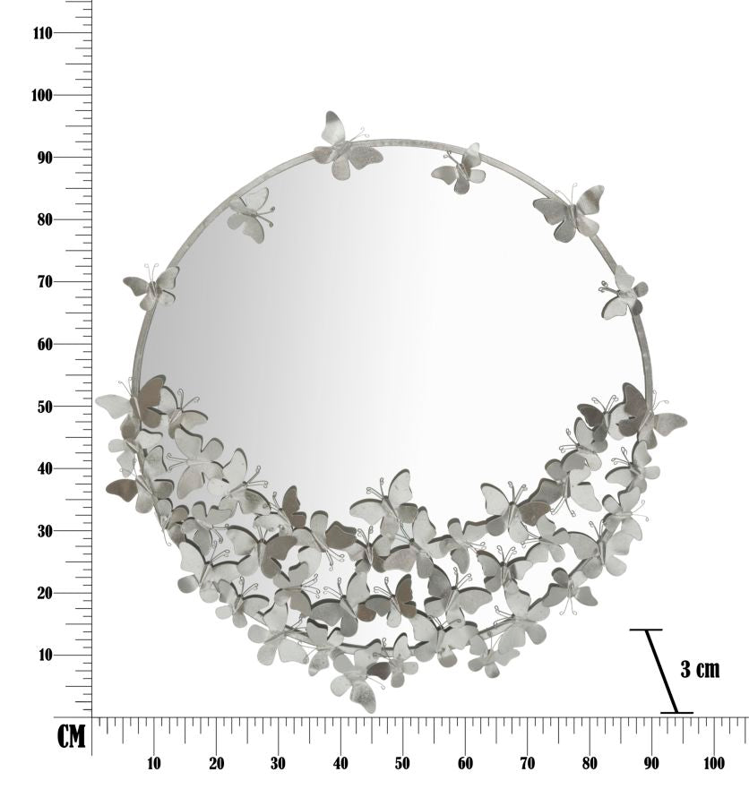 Spiegel Rund Schmetterling Silber 94 cm