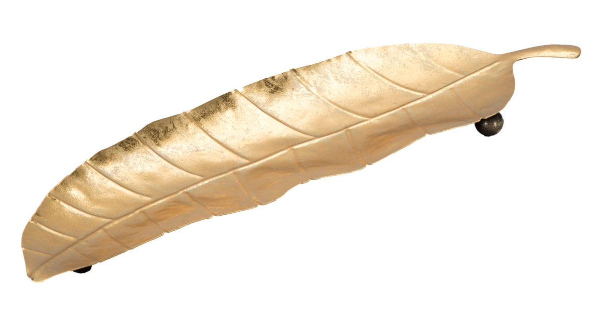 Dekotablett Long Blatt Gold 11 cm – Dekotablett