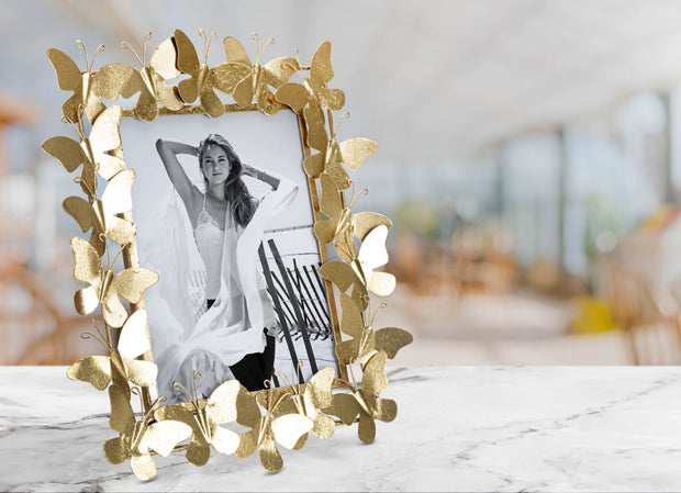 Bilderrahmen Schmetterling Gold Metall Groß – Fotorahmen Deko