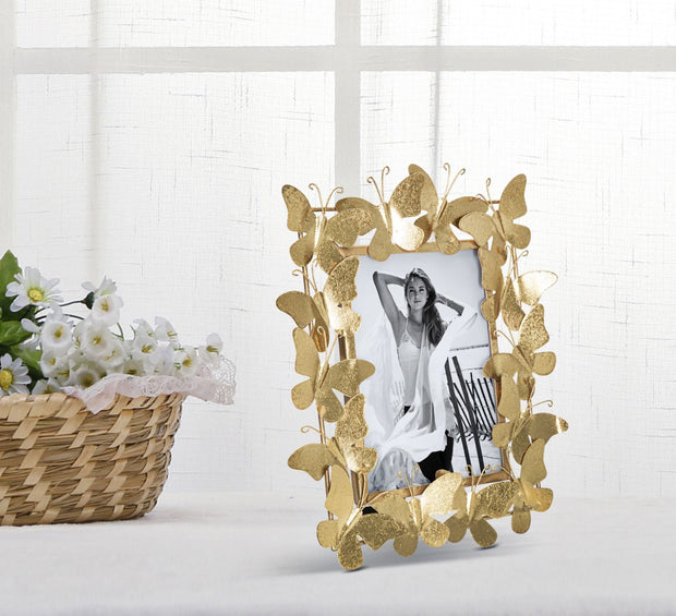 Bilderrahmen Schmetterling Gold Metall Klein – Fotorahmen Deko