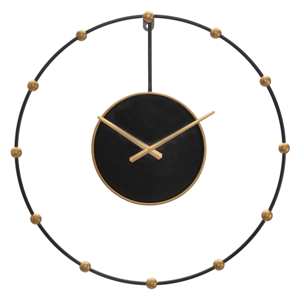 Wanduhr Pearl Schwarz Gold Groß – Uhr Wohnzimmer