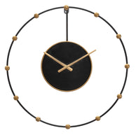 Wanduhr Pearl Schwarz Gold Groß – Uhr Wohnzimmer