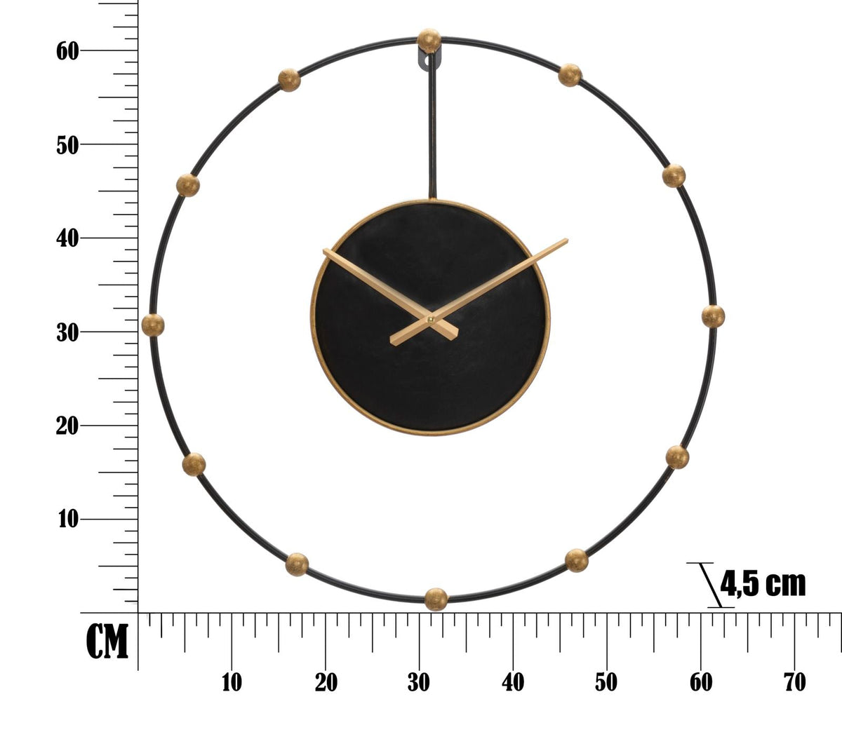 Wanduhr Pearl Schwarz Gold Groß – Uhr Wohnzimmer