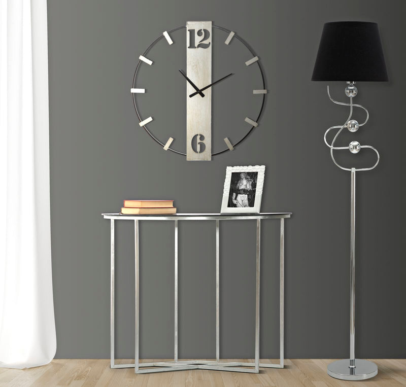 Wanduhr Silvery Schwarz Silber Groß – Uhr Wohnzimmer