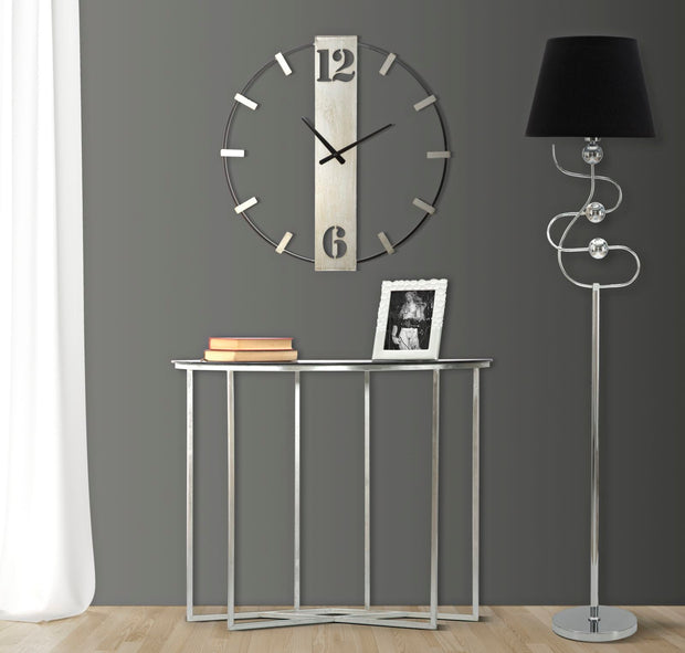Wanduhr Silvery Schwarz Silber Groß – Uhr Wohnzimmer