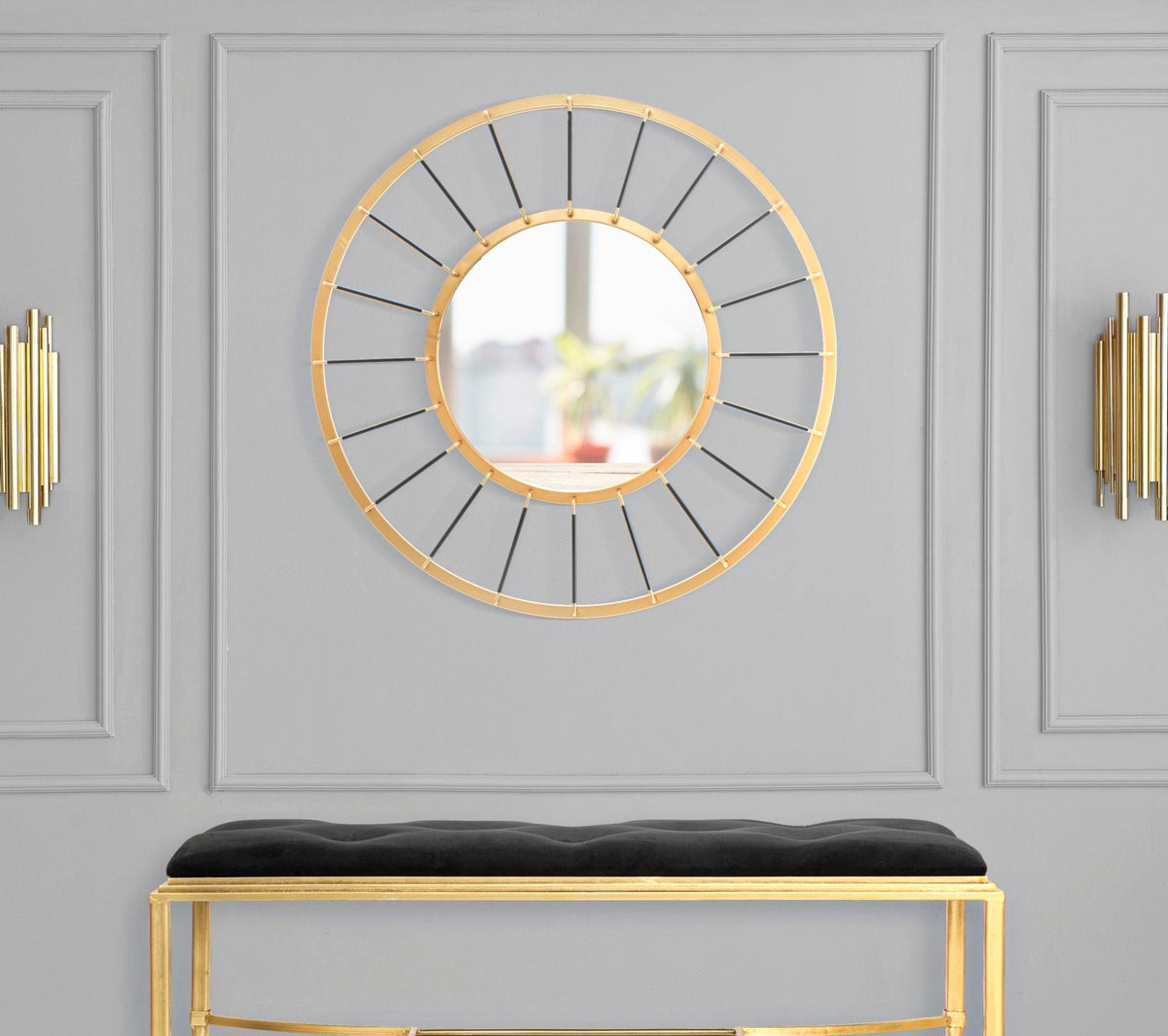 Spiegel Rund Gold Schwarz 81 cm