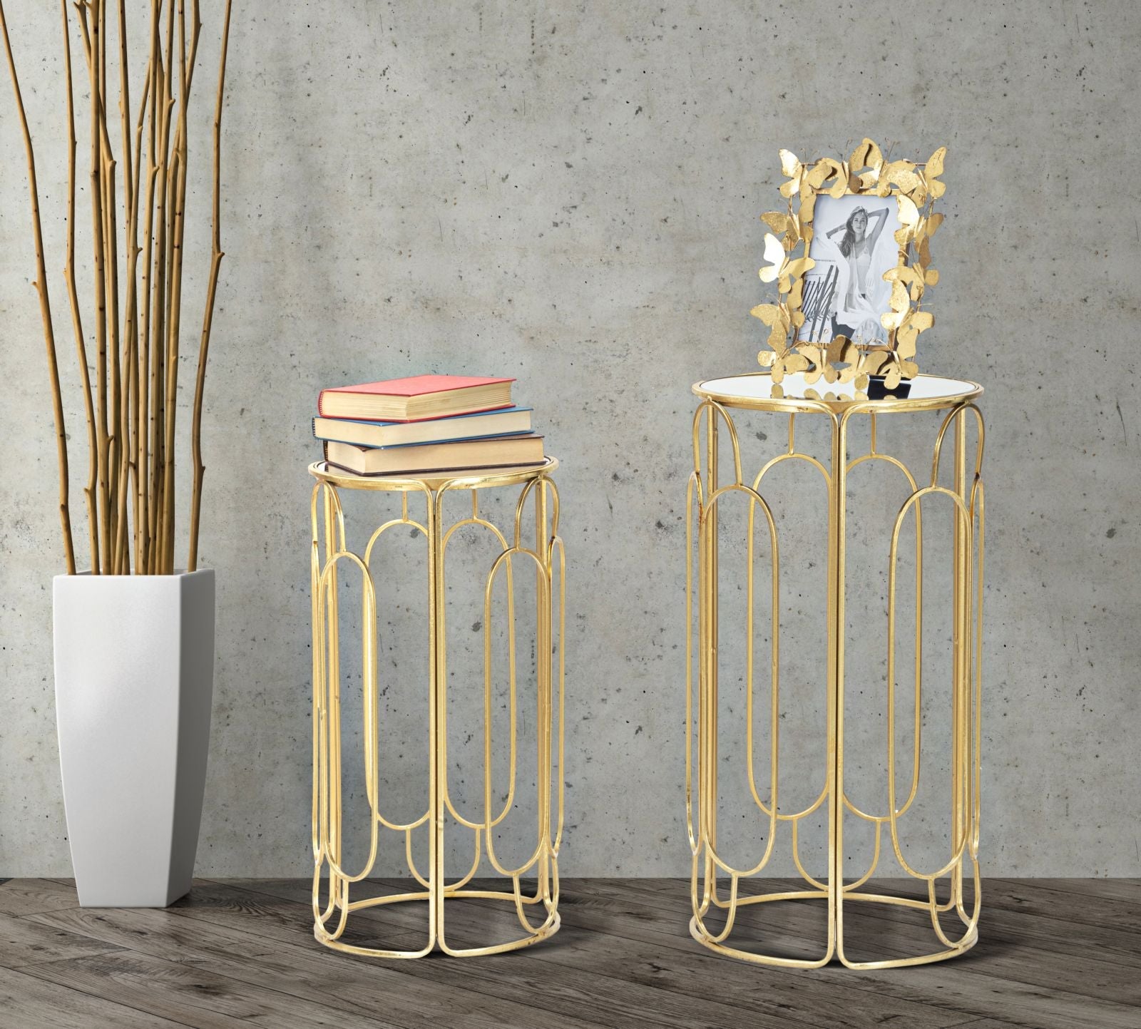 Blumenständer Geometrisch Gold Silber 70 cm – Pflanzenständer