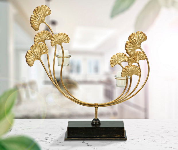 Kerzenständer Iris Gold Schwarz XL – Kerzenhalter Deko