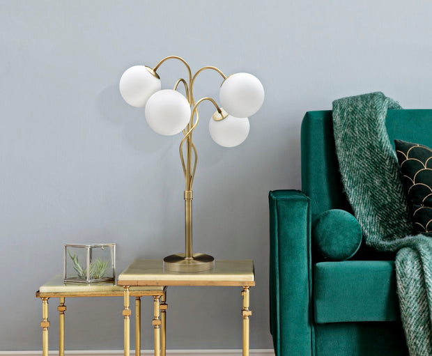 Tischlampe Glamy Weiß Gold 74 cm – Tischleuchte