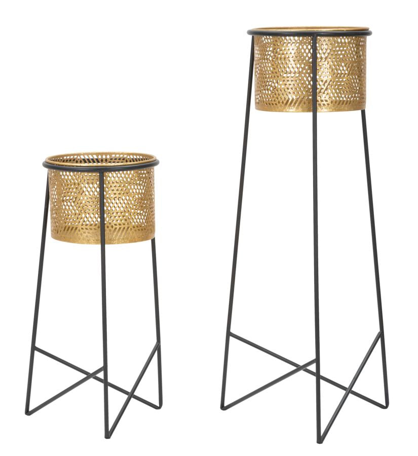Blumenständer 2er Set Gold Schwarz 76 cm – Pflanzenständer