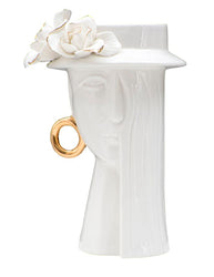 Blumenvase Frauengesicht Weiß Gold 23,5 cm – Dekovase