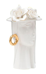 Blumenvase Frauengesicht Weiß Gold 23,5 cm – Dekovase