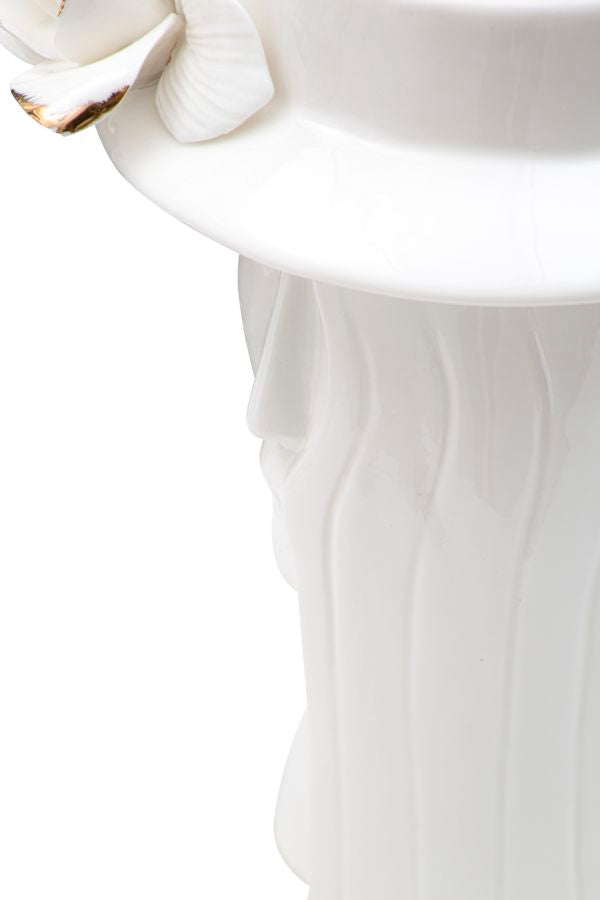 Blumenvase Frauengesicht Weiß Gold 23,5 cm – Dekovase