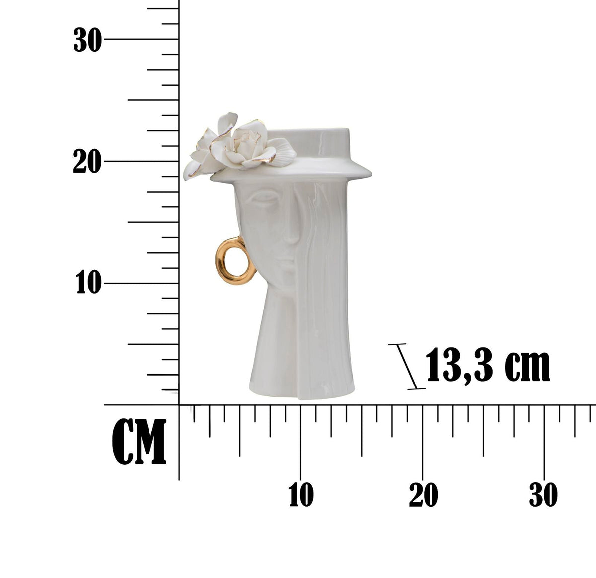 Blumenvase Frauengesicht Weiß Gold 23,5 cm – Dekovase
