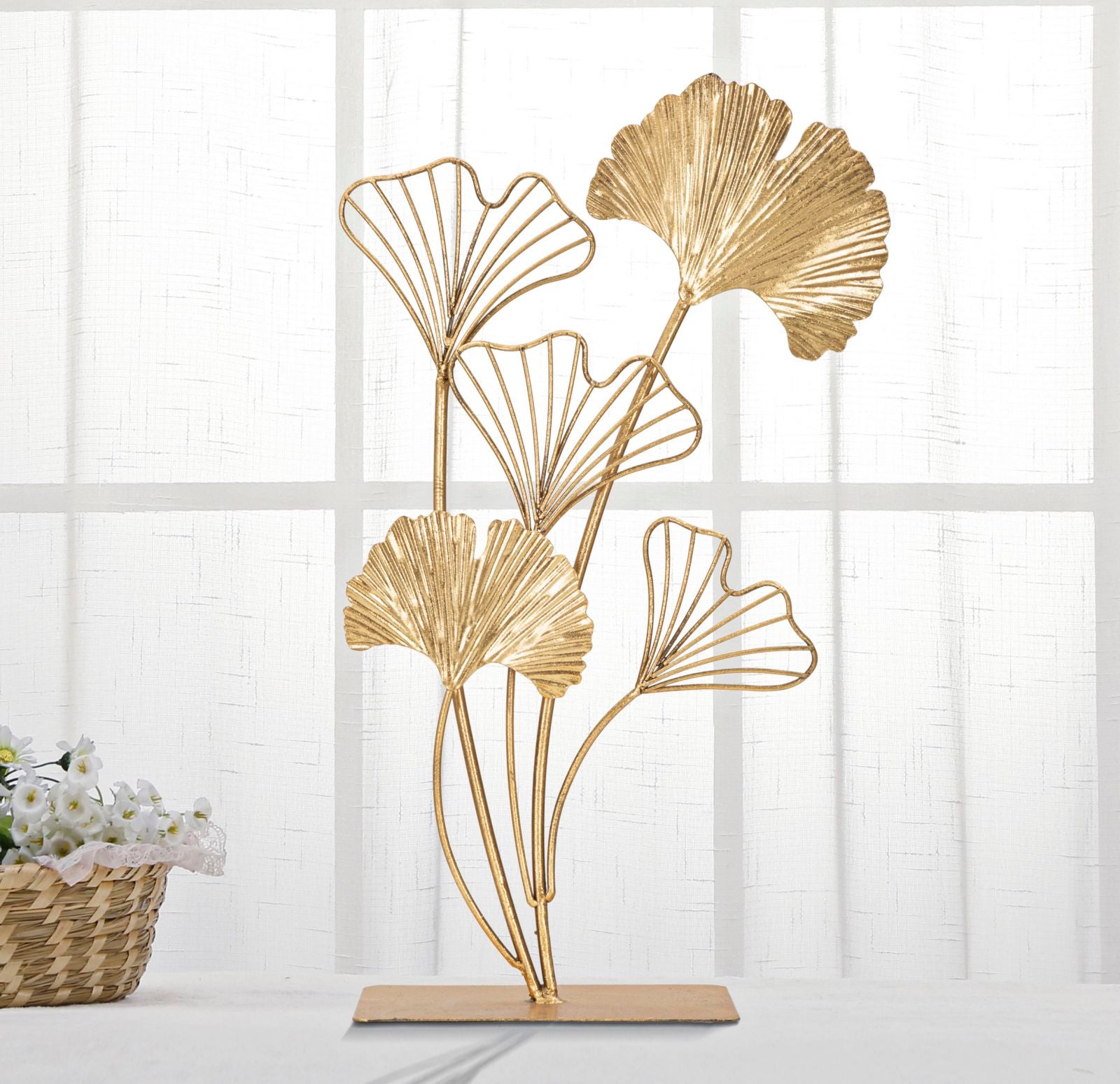 Dekofigur Blätter Gold 44,5 cm – Skulptur Deko