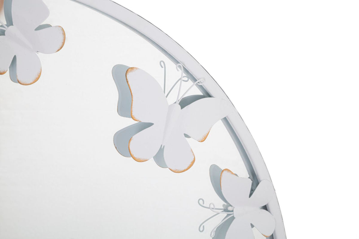 Spiegel Rund Schmetterling Weiß Gold 62,5 cm