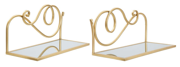 Wandregal Spiegel Gold 2er Set – Hängeregal Deko