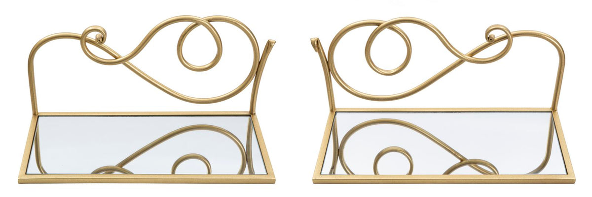 Wandregal Spiegel Gold 2er Set – Hängeregal Deko