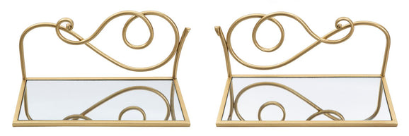 Wandregal Spiegel Gold 2er Set – Hängeregal Deko