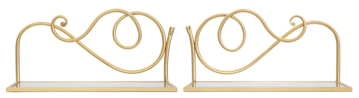 Wandregal Spiegel Gold 2er Set – Hängeregal Deko