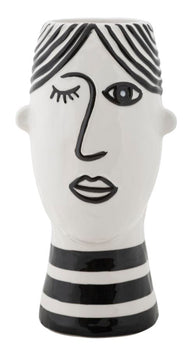 Vase Gesicht Kubismus Weiß Schwarz – Blumenvase Deko