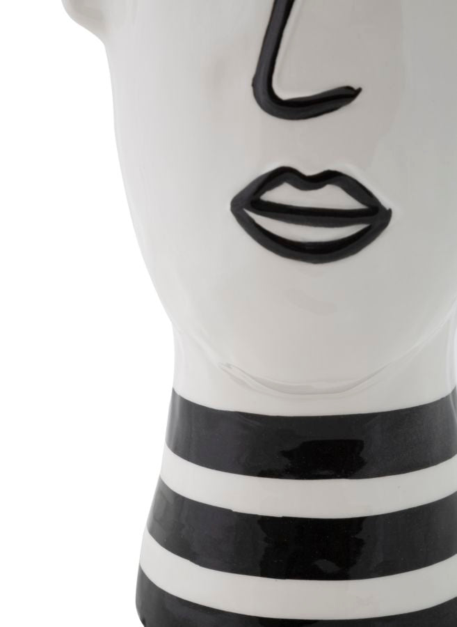 Vase Gesicht Kubismus Weiß Schwarz – Blumenvase Deko