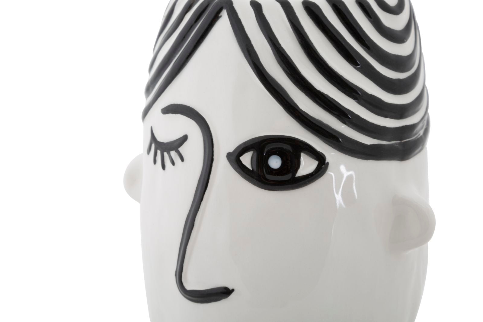 Vase Gesicht Kubismus Weiß Schwarz – Blumenvase Deko